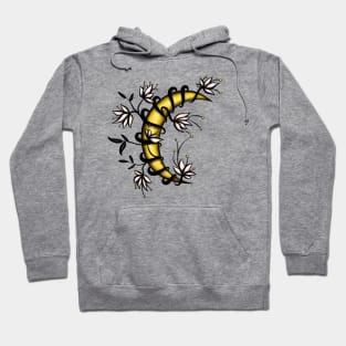 Crescent Moon Wrapped In Flowers Tattoo Style Hoodie